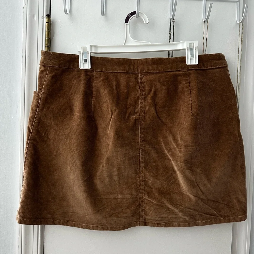 Express Brown Corduroy Button-Front Mini Skirt - Picture 2 of 3